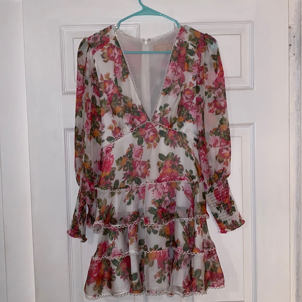 Keepsake floral ruffle dress